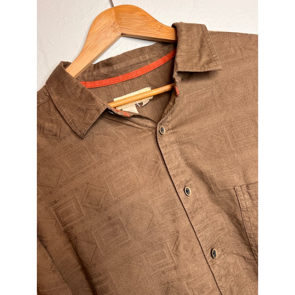 NWOT Territory Ahead Men's XLT Brown Geometric Button Down Long Sleeve Shirt